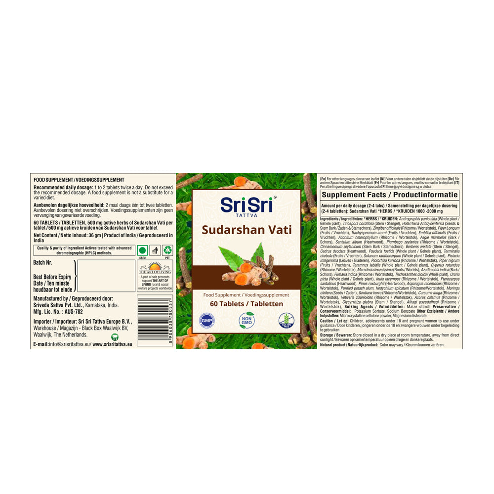 Sudarshan Vati-tabletten | 60 tabletten | 500mg