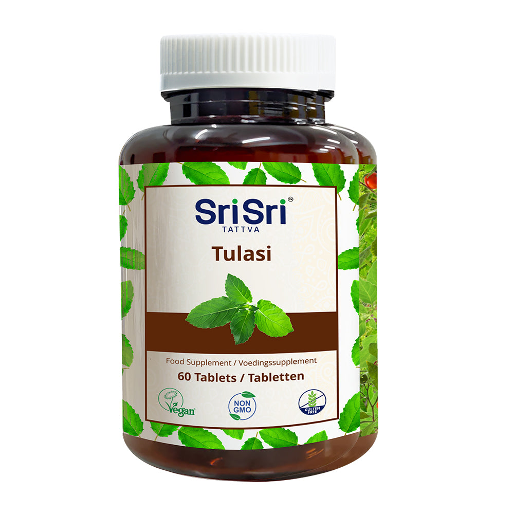 Tulasi Tabletten | Heiliges Basilikum Ergänzung | Tulasi Kraut | 60 Tabletten