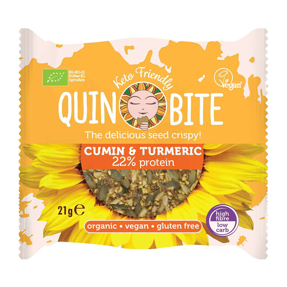 Quin Bite Bio Kreuzkümmel und Kurkuma knusprig | 21g | Vegan Keto Friendly