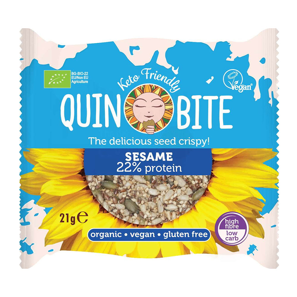 Quin Bite Bio Sesam Knusprig | 21g | Vegan Keto Freundlich