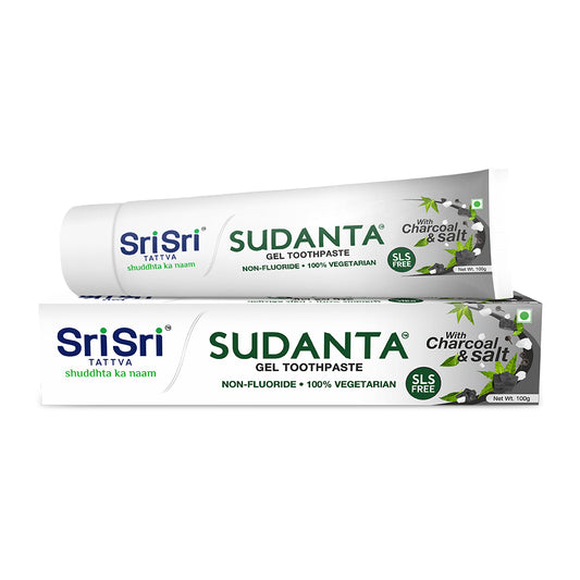 Sudanta Gel Tandpasta Met Houtskool & Zout. SLS vrij - niet fluoride - 100% vegetarisch - 100g