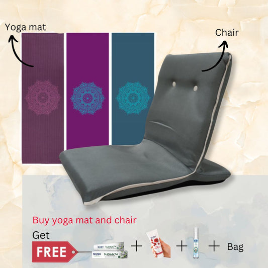 Combinatie yogamat en meditatiestoel