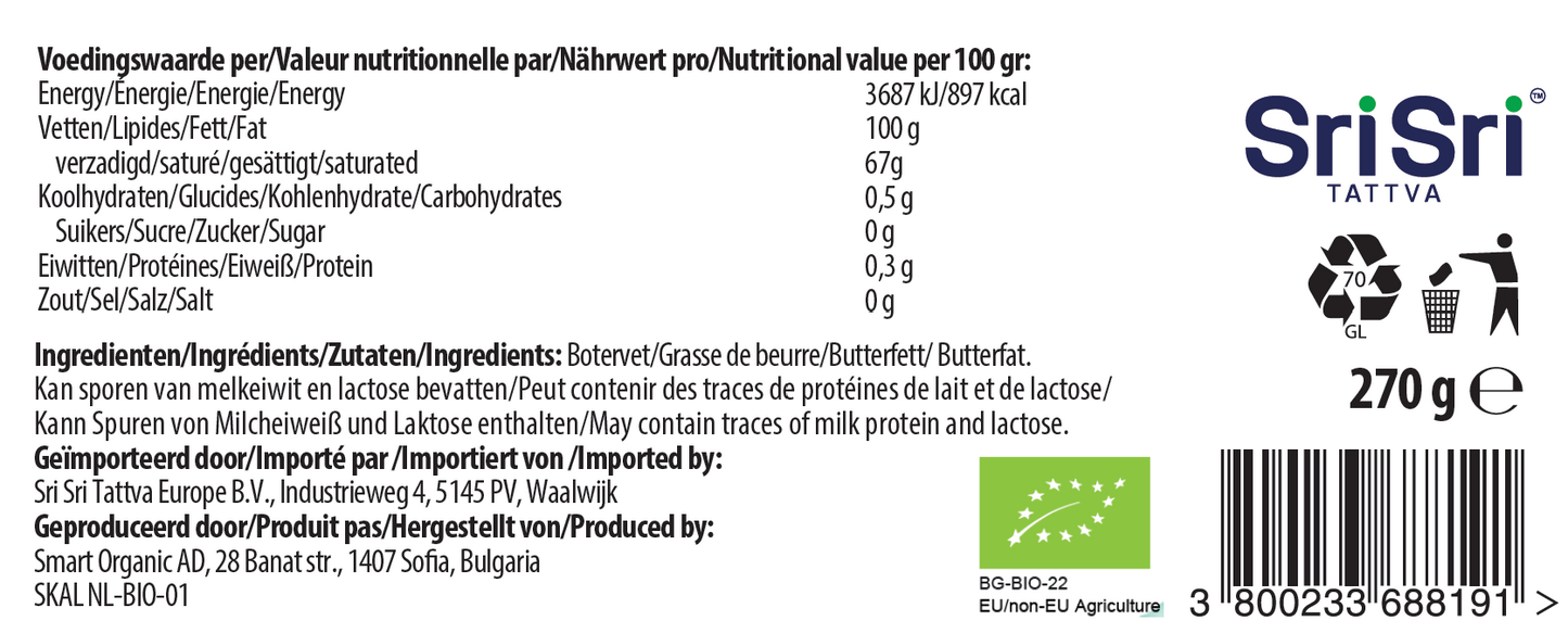 BioGhee | 270g | Geklaarde boter | Biologisch